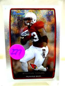 lot 277 image: 2013 Bowman Silver Ice Arizona Cardinals Football Card #155 Stepfan Taylor