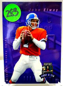lot 283 image: 1997 Playoff First & Ten Kickoff John Elway #200