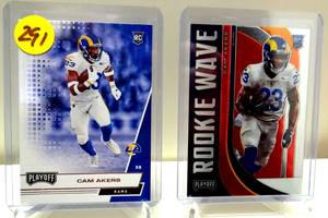 lot 291 image: ROOKIE LOT - LOS ANGELOS RAMS RB CAM AKERS ROOKIE WAVE & PLAYOFF 225