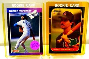 lot 292 image: ROOKIE LOT - DONRUSS RAMON MARTINEZ 464 & RATED ROOKIE RAFIEL PALMEIRO 43