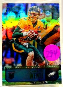 lot 294 image: ROOKIE CARD - Carson Wentz ROOKIE 2016 Prestige Xtra Points Green RC #202. Eagles $$$