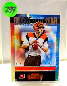 lot 299 image: HOT ROOKIE CARD - 2020 Panini Contenders Joe Burrow Rookie Of The Year #RY-JBU RC ROOKIE CARD