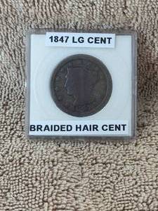 lot 29 image: 1847 Large Cent - braided hair cent