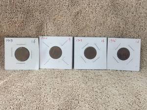 lot 67 image: Selection of 4 vintage Indian Head cents