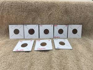 lot 97 image: Selection of 8 vintage wheat pennies