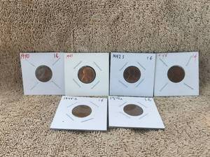 lot 117 image: Selection of 6 1940s vintage pennies