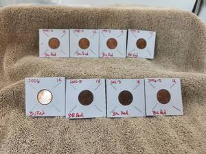 lot 121 image: Selection of 8 red pennies
