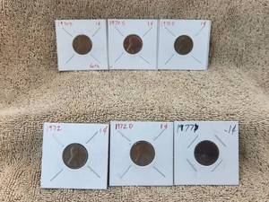 lot 145 image: Selection of 6 vintage Lincoln pennies