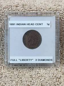 lot 149 image: 1891 Indian Head Cent - Full Liberty 3 diamonds