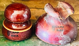 lot 22 image: Two Lapp Brown Insulators 591A &amp 6184