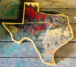 lot 56 image: 12x12 Hand-Crafted Texas Clock