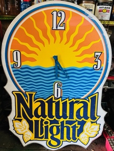 lot 66 image: 25x18 Natural Lite Beer Hanging Advertisement Wall Clock