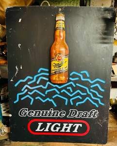 lot 71 image: 19x15 Miller Genuine Draft Light Hanging Advertising Sign W Real Looking Bottle Protruding From Sign