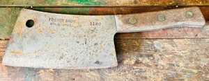 lot 75 image: Vintage Foster Bros. Solid Steel Cleaver # 1180