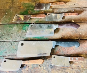 lot 85 image: Vintage 11 Diamond Cut, 10 Ginsu, Three 7 Bonneys, &amp Two Other Cleavers