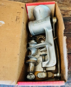 lot 104 image: Vintage No. 1 Universal Tabletop Meat Grinder Food Chopper Food Chopper W Original Box And Manual $$