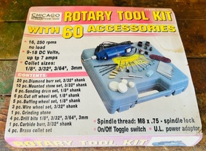 lot 108 image: Chicago Rotary Tool Kit w 60 Accessories&nbsp