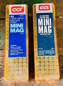 lot 147 image: Two 100 Count Boxes of CCI Mini Mag .22LR Hollow Point Shells