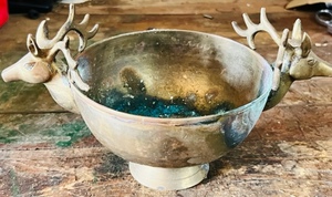 lot 161 image: 10x 6x 4 Vintage Copper Elks Heads Bowl