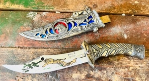 lot 219 image: Vintage Ornate Rostfrei Ornate Knife W Matching Metal Sheath