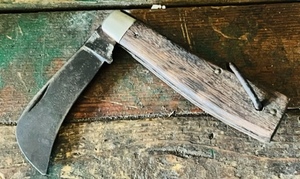 lot 233 image: AntiqueVintage Schrade Wooden Handle Folding Hook Blade Knife