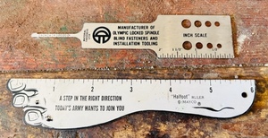 lot 286 image: Vintage Army Recruiting Advertisement- Halfoot Ruler &amp Other Vintage Advertising Measuring Device