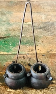 lot 321 image: Vintage Bull Horn Hanging Weights To Turn Bull Horns Down