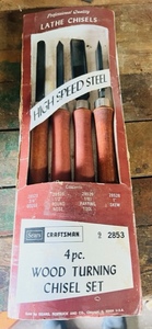 lot 353 image: Seats Craftsman High Speed Steel 4 pc. Wood Turning Chisel Set