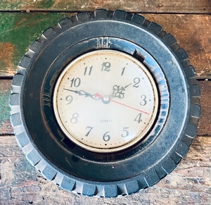 lot 360 image: Vintage Riding Lawn Mower Tire Clock