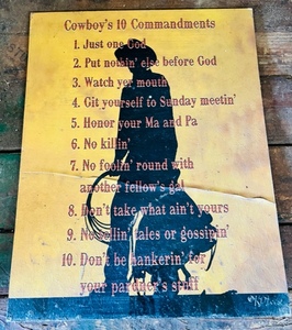 lot 372 image: Cowboys Ten Commandments Sign