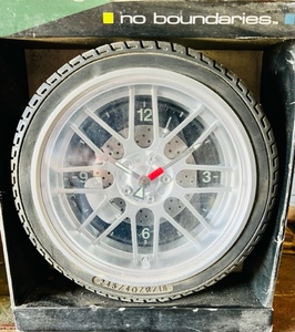 lot 392 image: Infinity Car Wheel &amp Tire Racy Clock in Box