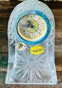 lot 404 image: Mercedes Mid-Century Bohemian Cut Chrystal Mantle Clock Made in Czechoslovakia