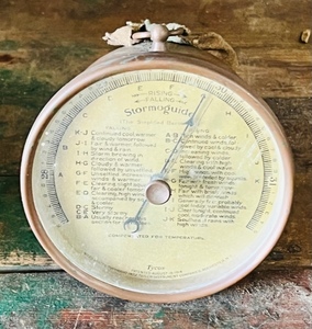 lot 409 image: Antique 1922 Rare Tycos Stormguide Brass Barometer