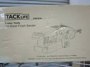lot 113 image: TACK LIFE 14 SHEET FINISH SANDER, IN BOX