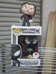 lot 104 image: FUNKO POP 79 BLACK SPIDERMAN IN BOX, FUNKO POP TANK ZOMBIE NO BOX