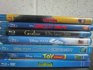 lot 96 image: DISNEY BLU-RAY LOT, HOW TO TRAIN YOUR DRAGON, WRECK-IT RALPH, CORALINE, UP, MONSTERS UNIVERSITY, TOY STORY 3, PARANORMAN