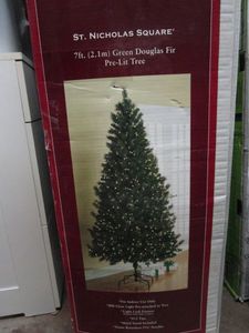 lot 155 image: ST. NICHOLAS SQUARE 7 GREEN DOUGLAS FIR PRE LIT XMAS TREE