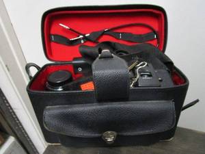 lot 156 image: VINTAGE CAMERA, LENSES  & ACCESSORIES IN CARRYING CASE