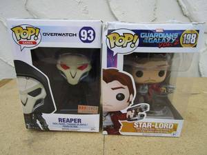 lot 24 image: FUNKO POP #93 OVERWATCH REAPER, #198 GUARDIANS OF THE GALAXY VOL. 2 STAR-LORD