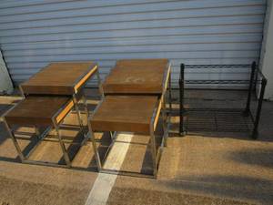 lot 211 image: (2) SETS NESTING END TABLES, SHORT RACK ON CASTERS