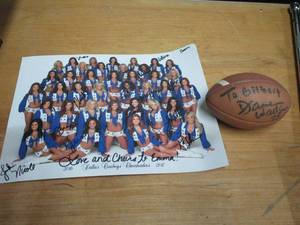 lot 42 image: DALLAS COWBOYS DARREN WOODSON AUTOGRAPH ON SMALL SQUISHY FOOTBALL, 20162017 DALLAS COWBOYS CHEERLEADERS PICTURE W 17 SIGNATURES
