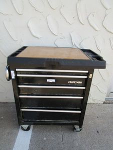 lot 222 image: CRAFTSMAN 5 DRAWER TOOL CABINET ON CASTERS & 6 KOBALT MAGNETIC TRAY