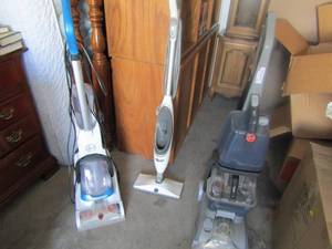 lot 63 image: 2 Hoover carpet cleaners and 1 shark hard floorcarpet cleaner well used