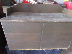 lot 65 image: Brown wooden vintage toy box has bench at top 21 by 35 by 15 34