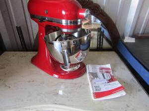 lot 4 image: KitchenAid Stand Mixer with paperwork RED