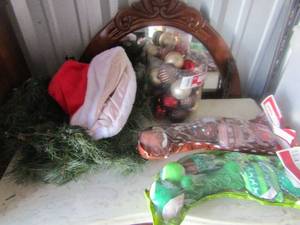lot 49 image: Christmas lot - garland, 2 new dog stocking with toys, christmas bulbs