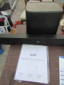 lot 130 image: Polk DSB2 Wireless sub woofer    1 Polk surround sound bar