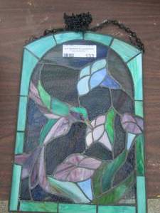 lot 133 image: Stain glass greenpurple hummingbird