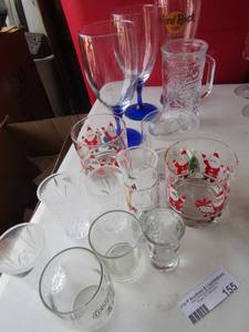 lot 155 image: GLASS LOT - Hard Rock Caf beer mugs, shot glasses,  boot mugs PLUS