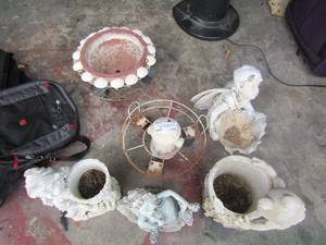 lot 190 image: YARD ART - frogs, fire hydrant, GIRL PLANTERS & MORE